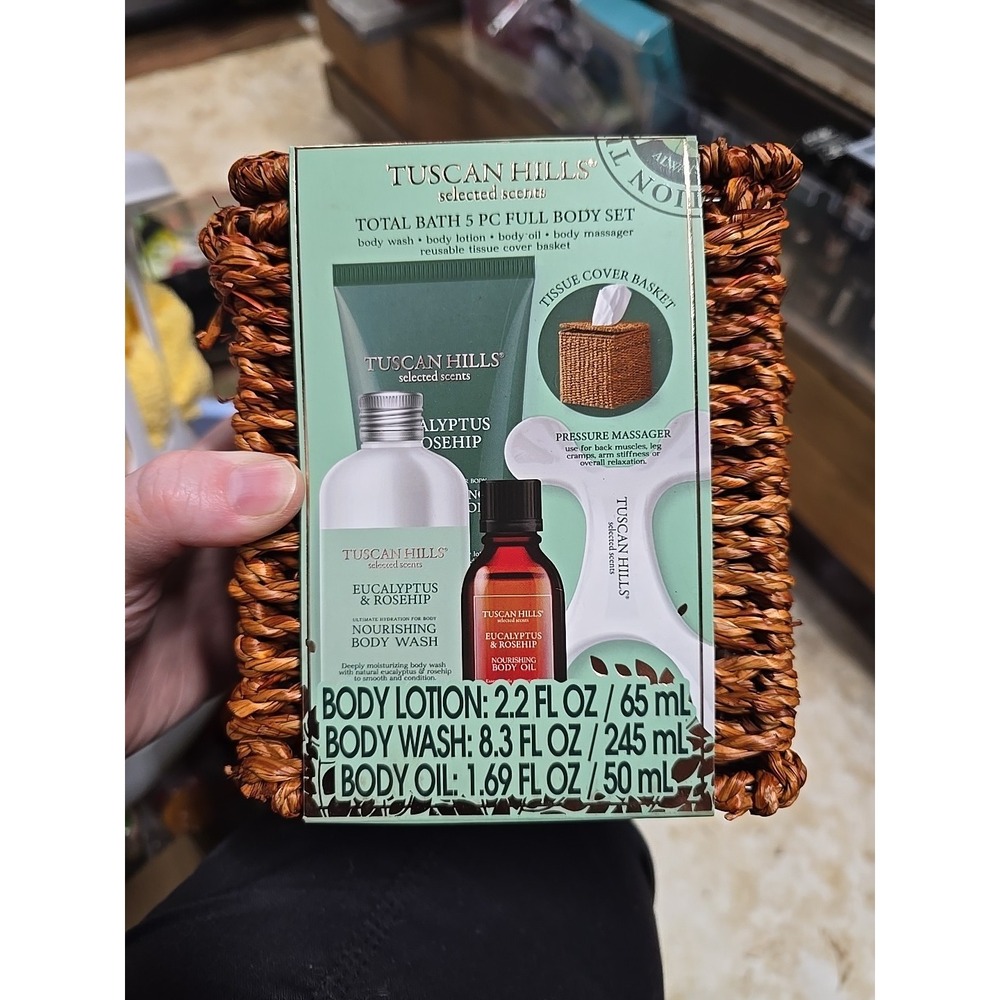 Tuscan Hills 5 pc Body Care Set Wisker Basket New Sealed Seasonal Gift Set